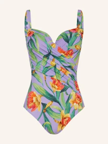Charmline Strój Kąpielowy Z Fiszbinami Botanic Radiance Z Efektem Modelującym lila zielony