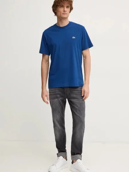Lacoste t-shirt granatowy gładki niebieska