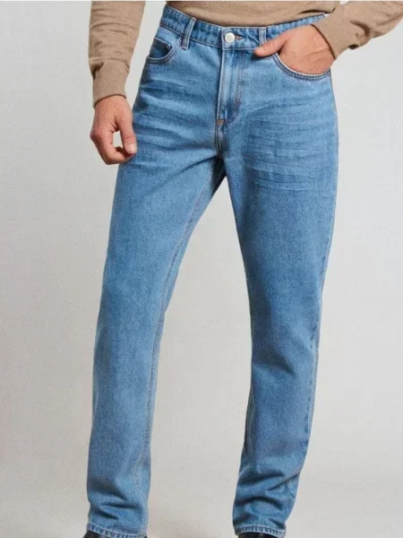 Sinsay Spodnie jeansowe regular fit niebieski