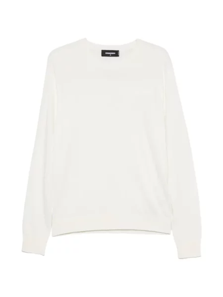 Pulover Dsquared2 cu decolteu rotund alb
