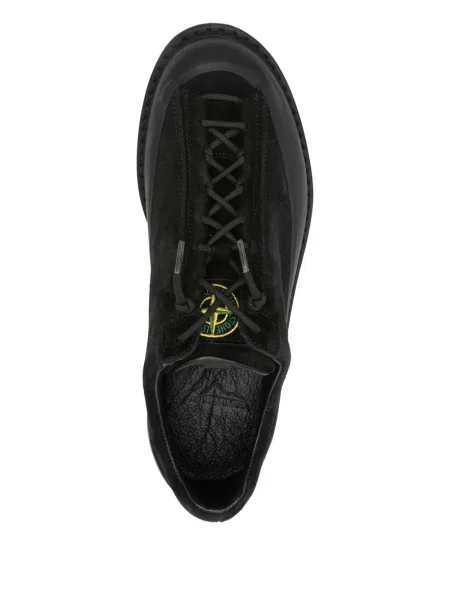 Sneakerși Stone Island cu șireturi din piele de căprioară cu strasuri negru