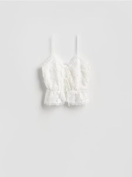 Reserved Top cu model ажurat alb