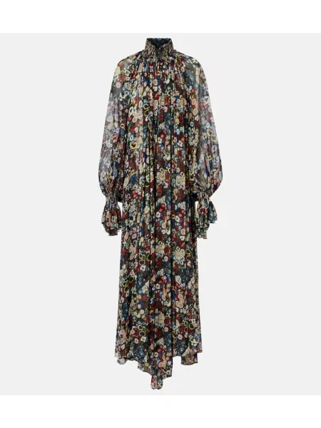 Rochie maxi Khaite de mătase cu model floral de costum