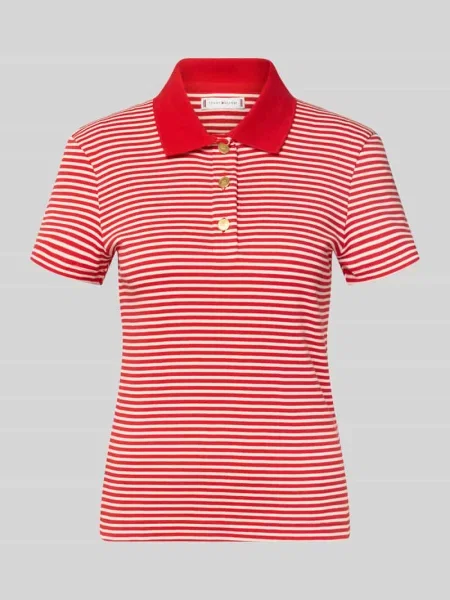 Koszulka polo o kroju slim fit z czystej bawełny Tommy Hilfiger czerwone
