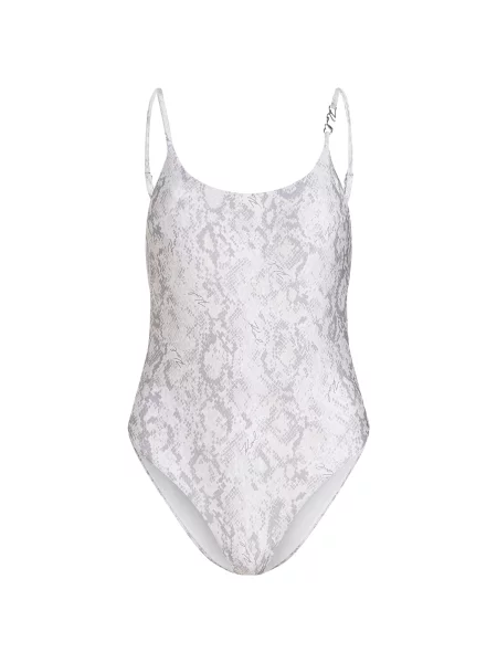 Karl Lagerfeld Costum de baie întreg Frecher Badeanzug gri alb