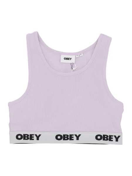 Top Obey koronkowy z logo fioletowy