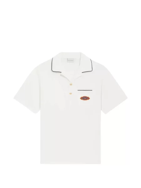 Tricou polo Drole De Monsieur alb