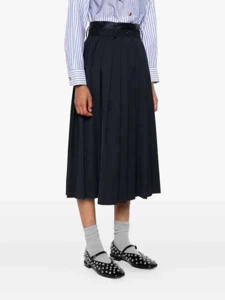 Dungat subțire fusta plisata Sandro plisată până la genunchi albastru