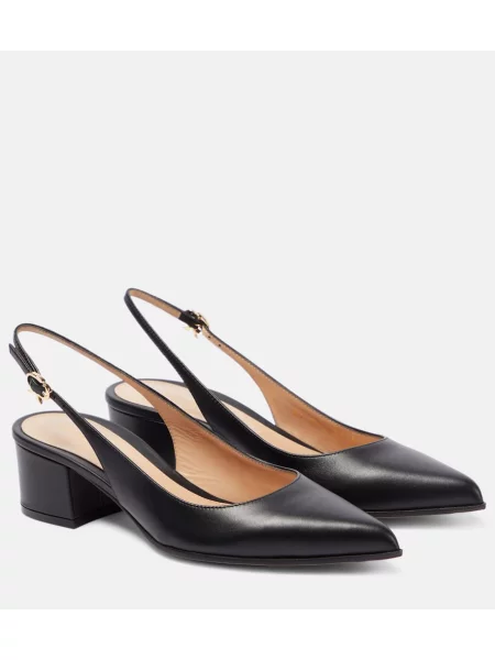 Pantofi cu toc Gianvito Rossi din piele slingback negru