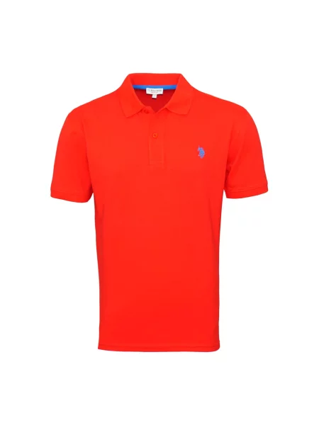 U.S. POLO ASSN. Tricou azuriu / neon roșu