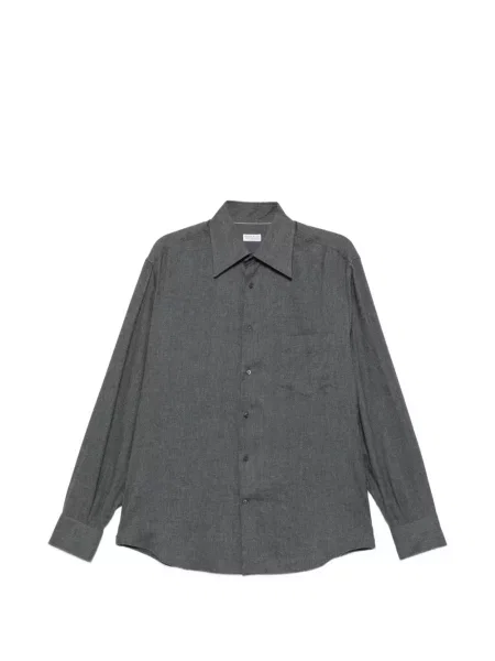 Cămașă Brunello Cucinelli cu model herringbone gri