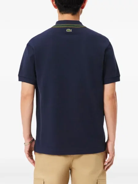 Csíkos pólóing Lacoste autogrammal kék