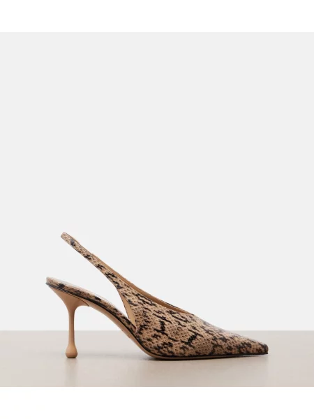 Kožené lodičky Jimmy Choo s otvorenou pätou so vzorom hadej kože hnedá