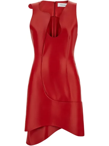 Rochie mini Ferragamo din piele de costum roșu