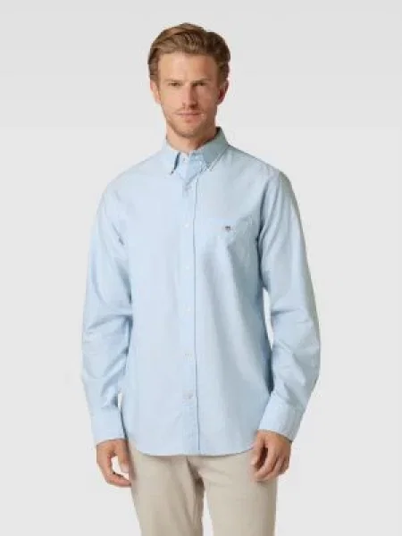 Koszula casualowa o kroju regular fit z kieszenią na piersi model ‘OXFORD’ Gant niebieska