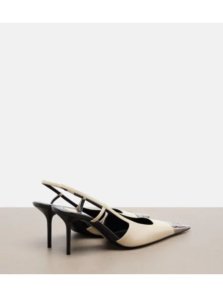 Pantofi cu toc Saint Laurent din piele slingback bej