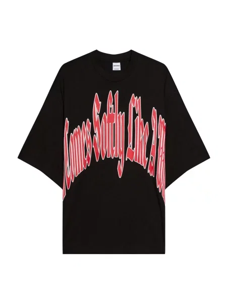 Bershka Majica svetlo rdeča / črna bela