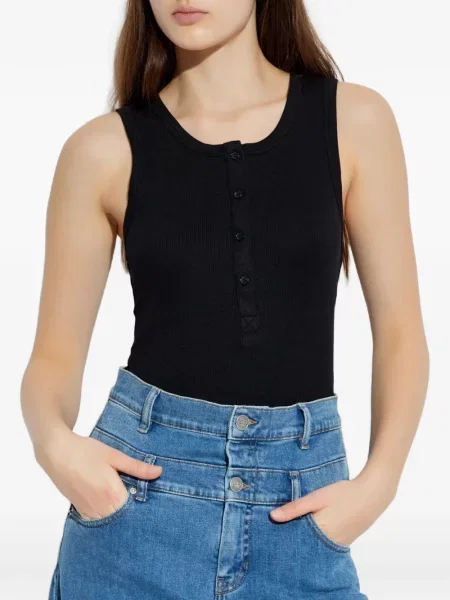 Top Munthe cu guler henley negru