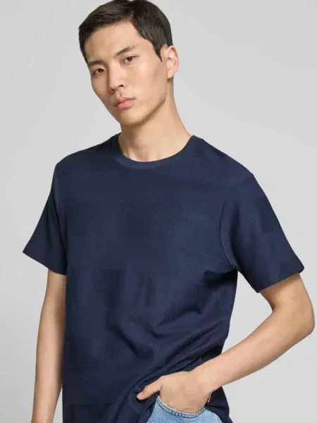 T-shirt z fakturowanym wzorem model ‘Ismet’ Joop! Jeans granatowa