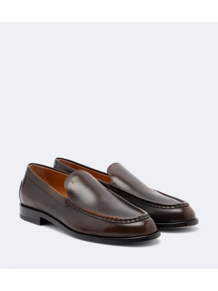 Pantofi loafer Tod's din piele cu tepi maro