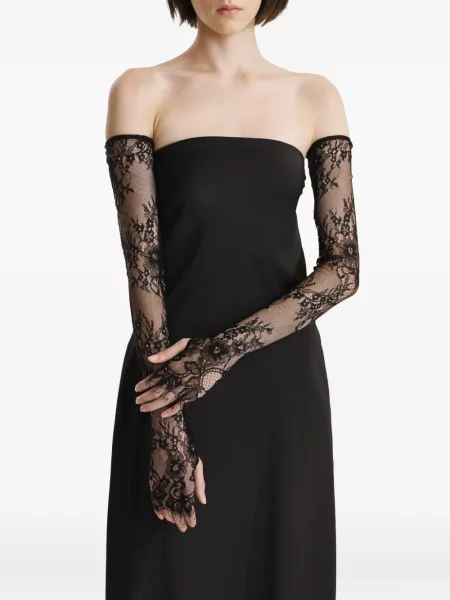 Mănuși 2310 Studio cu model floral din dantelă negru