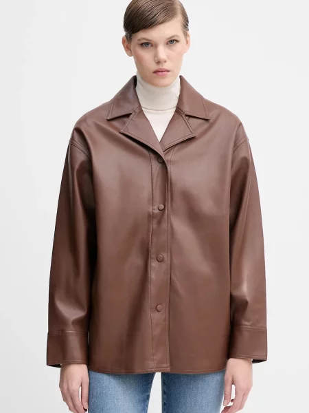 Calvin Klein Jeans koszula relaxed z kołnierzykiem klasycznym brązowy