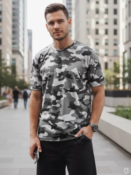 Koszulka moro camouflage antracytowa Dstreet