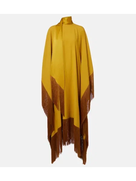 Sukienka Taller Marmo z frędzli żółta