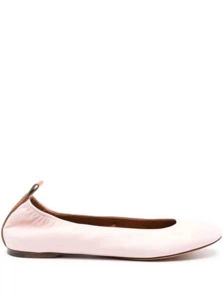 Balerini Lanvin din piele slip-on roz