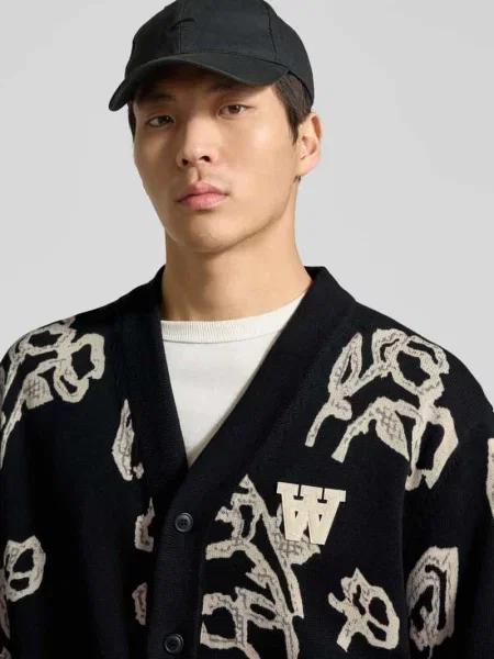 Kardigan w stylu allover model Leif' Wood Wood czarny