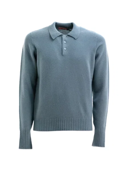 Gulerat tricou polo Drumohr tricotate albastru
