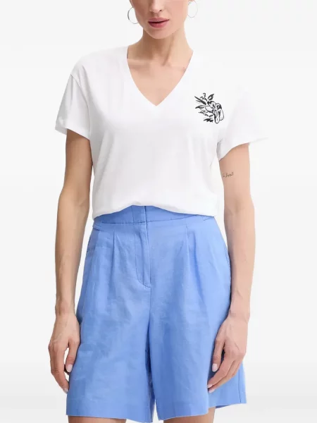 Tricou Karl Lagerfeld cu decolteu în V alb