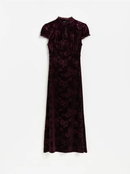 Reserved Sukienka maxi we wzory bordowy