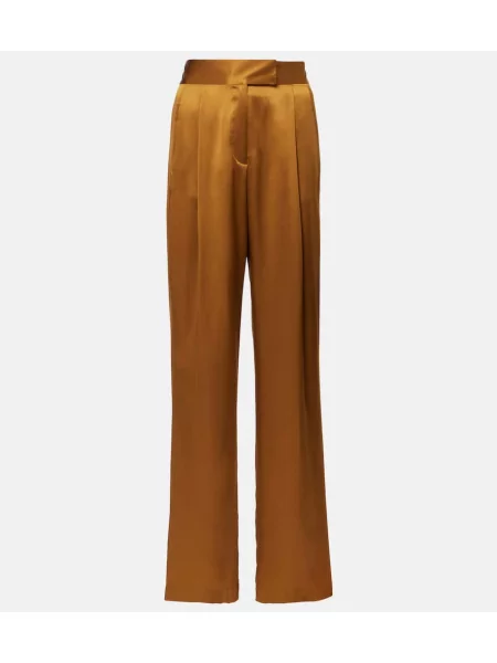 Pantaloni The Sei cu talie înaltă din satin maro