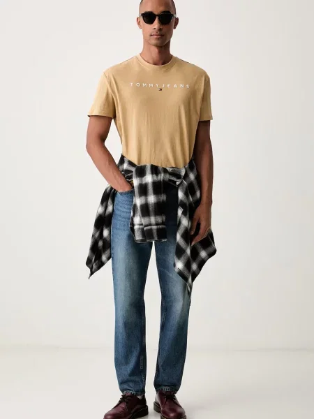 Tommy Jeans tričko pánske béžová