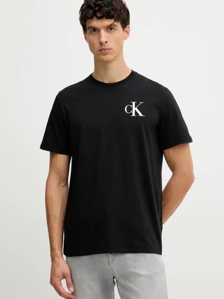 Тениска Calvin Klein Jeans с изчистен дизайн черно
