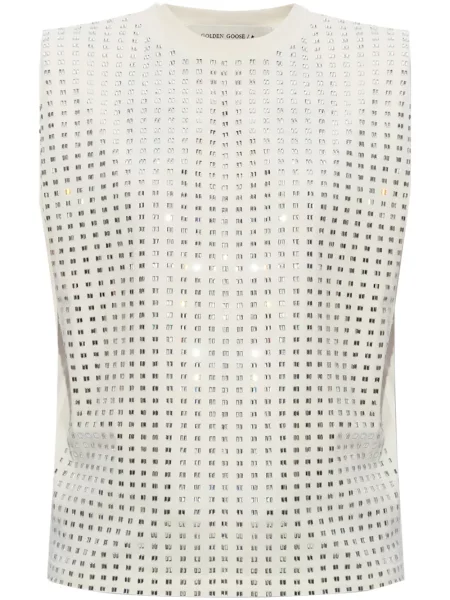 Top Golden Goose de cristal alb