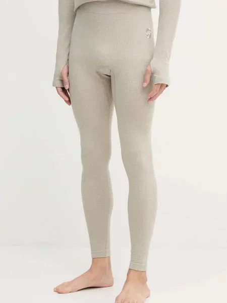 BOSS legginsy z dodatkiem wełny gładkie zielony