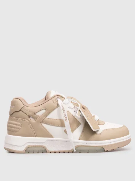 Шкіряні кросівки Out Of Office з емблемою Off-white бежеві