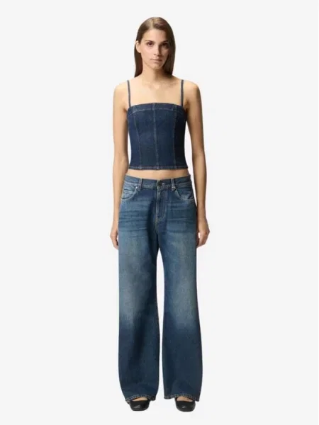 PINKO Džinsai Wanda wide leg soft ocean Tamsiai mėlyna