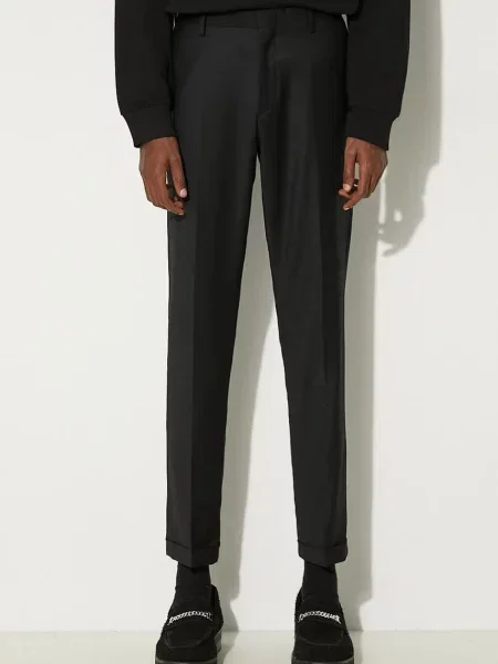Vlněné kalhoty Paul Smith ve střihu chinos černá