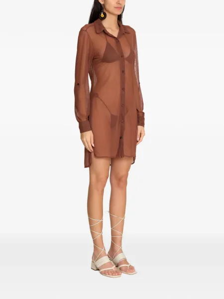 Rochie maxi Amir Slama lungă de costum maro