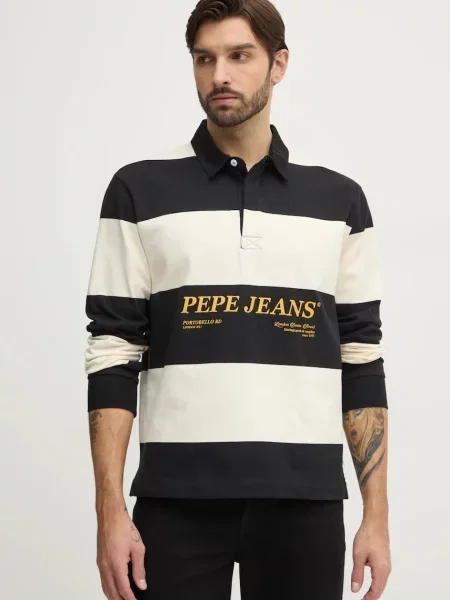 Majica dugih rukava Pepe Jeans BRANDON s uzorkom crna