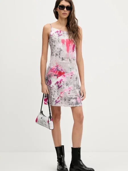 Karl Lagerfeld Jeans sukienka mini rozkloszowana szary