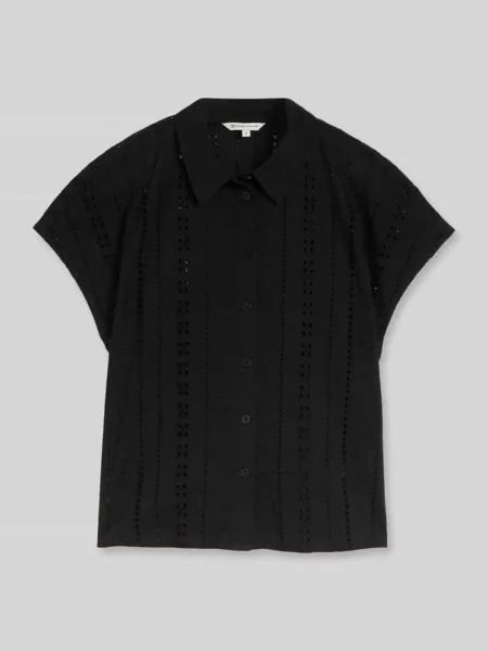 Bluzka z krótkim rękawem o kroju relaxed fit z czystej bawełny Tom Tailor Denim czarna