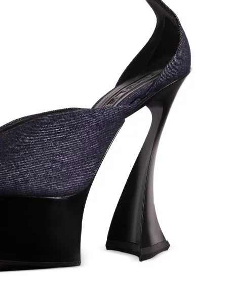 Papuci tip mules Mugler cu bretele albastru