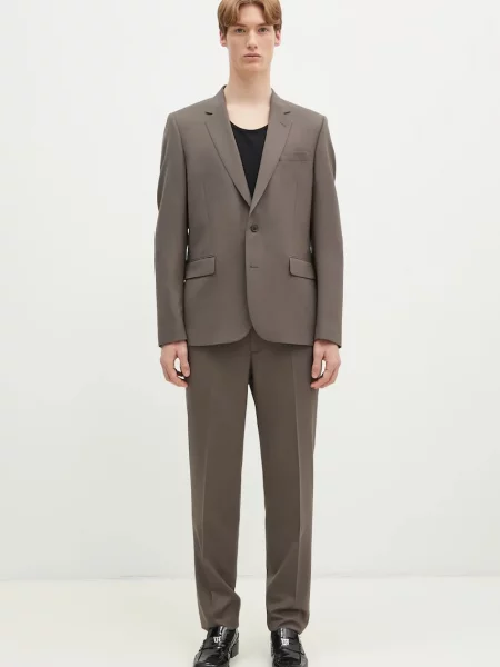 Paul Smith garnitur wełniany gładka brązowy