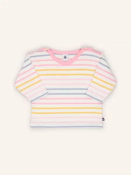 Petit Bateau Tričko S Dlouhým Rukávem / růžová / žlutá bílá