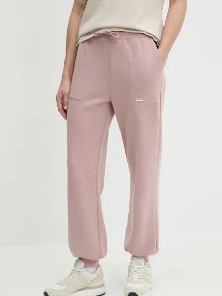 Emporio Armani pantaloni de trening neted roz