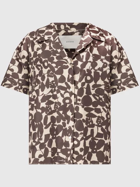 Блуза PRAGUE із шовку в принт Asceno коричнева